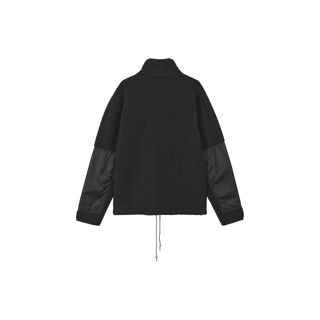 Nike Contrast Color Brand Logo Embroidery Logo Fleece Lined Stand Collar Jacket Men's Black DV8183-010