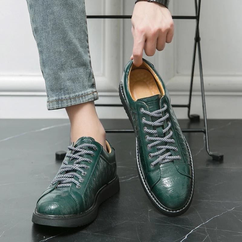 Модные мужские повседневные кожаные туфли мужские удобные на толстой подошве мужские — фото 6