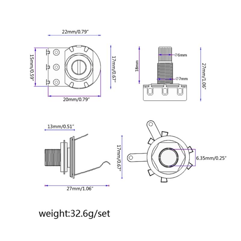 2V 1T Wiring Kit, 3 Way A250K Wiring Harness Prewired Guitar Wiring Hareness for Electric Guitar Bass Repair Replacement
