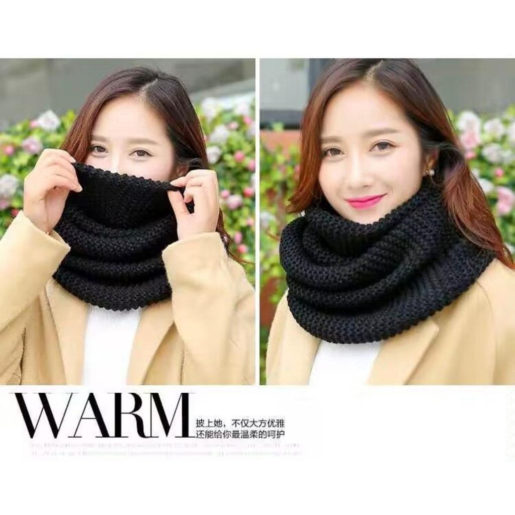 Ullscarf för kvinnor för höst och vinter, vindtät och köldtålig tjock nackvärmare, enfärgad mångsidig, varm och nackskyddande stickad scarf