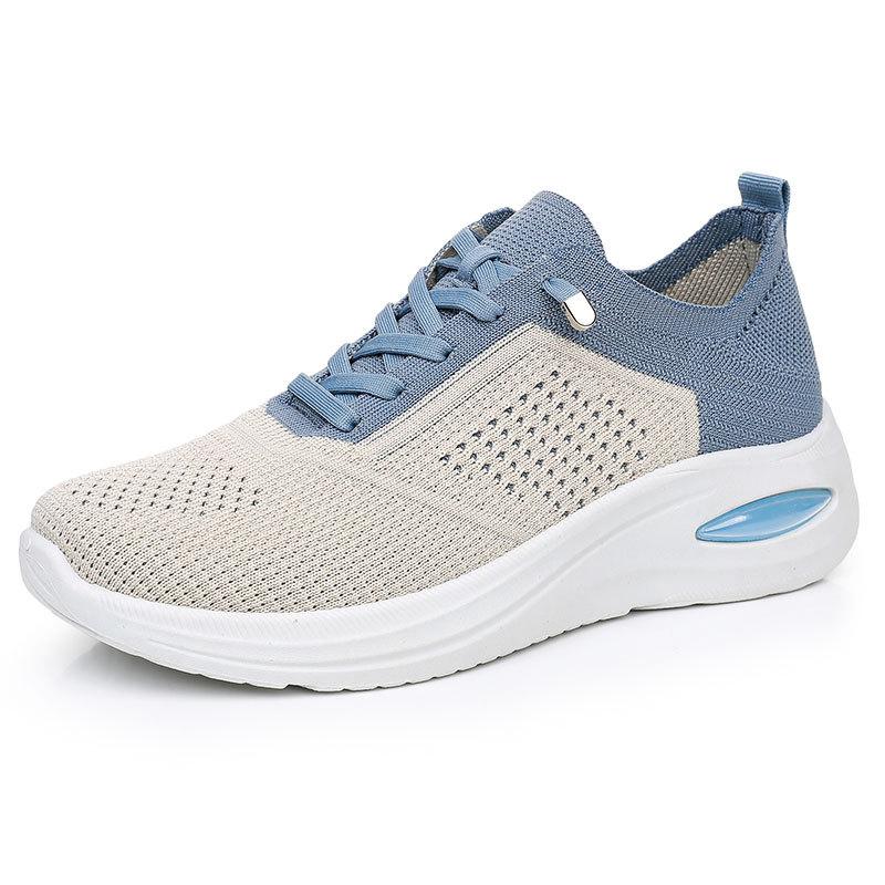 

Fashion 2025Lace-up Casual Women s Shoes Non Slip Soft Soled Sports Shoes Women Breathable Mesh Height Increase Vulcanize Shoes 41 синий