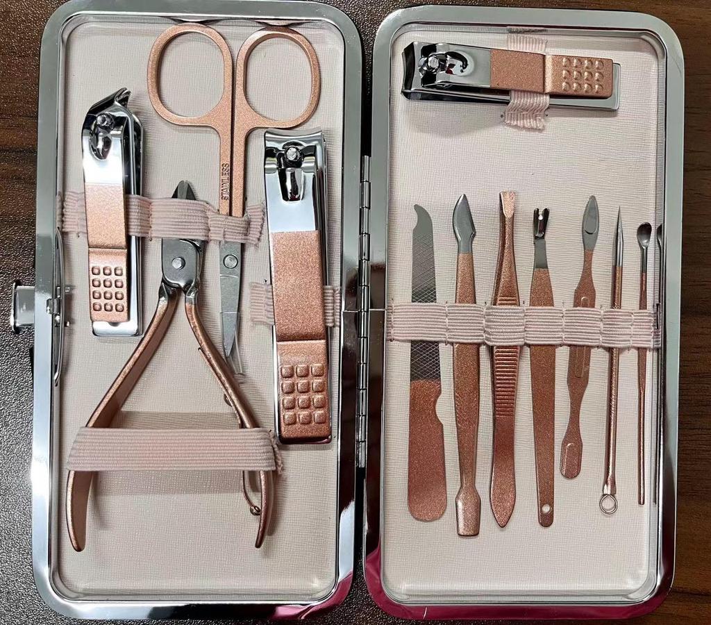 Rose Gold 18-Piece Stainless Steel Manicure Set - Nail Clippers & Art Tools