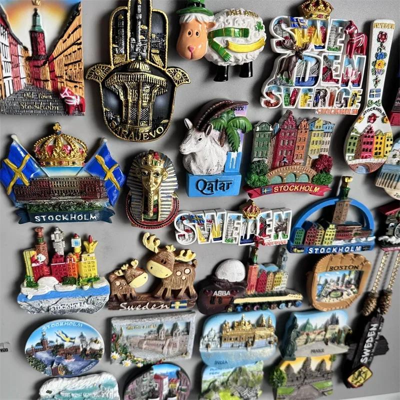 Fridge Magnets Sweden Prague Cambodia Germany Peru India Lisboa Turkey Boston Qatar Egypt Belgium Ireland Sarajevo Souvenir