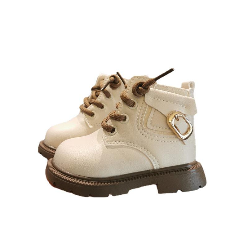 Fleece-Lined Leather Winter Martin Boots for Toddlers (0-3 Years)