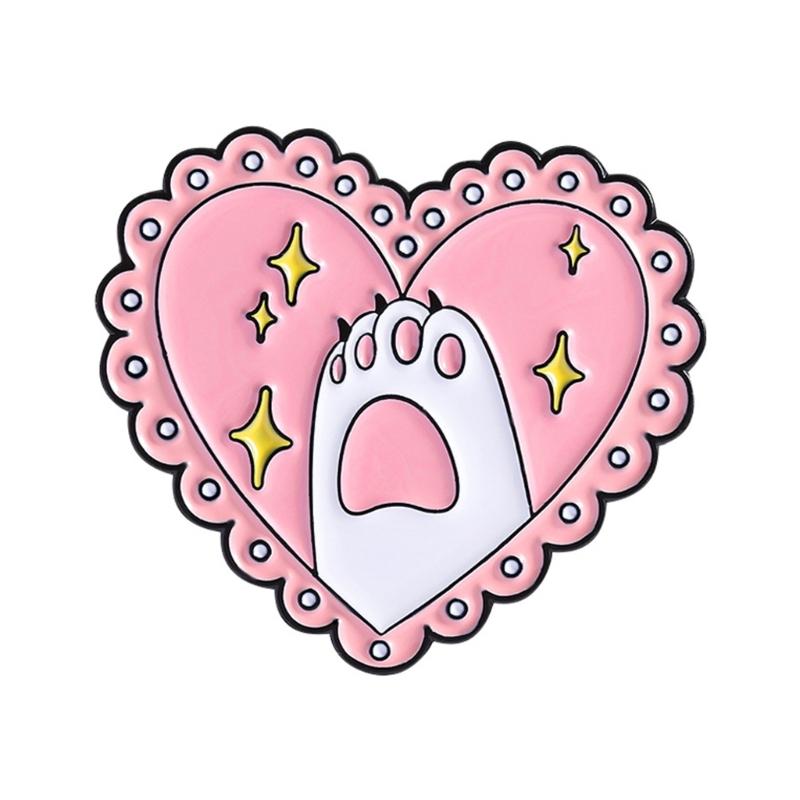 Adorable Cats Heart Shaped Alloy Brooch Secure Pin Clasp Fashion Accessory For Women Girls