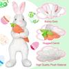 Rabbit Ornament Plush Standing Easter Decoration with Hand-Held Carrot Soft Pink Ears Tree Topper Holiday Home Decor Indoor Gift Prop
