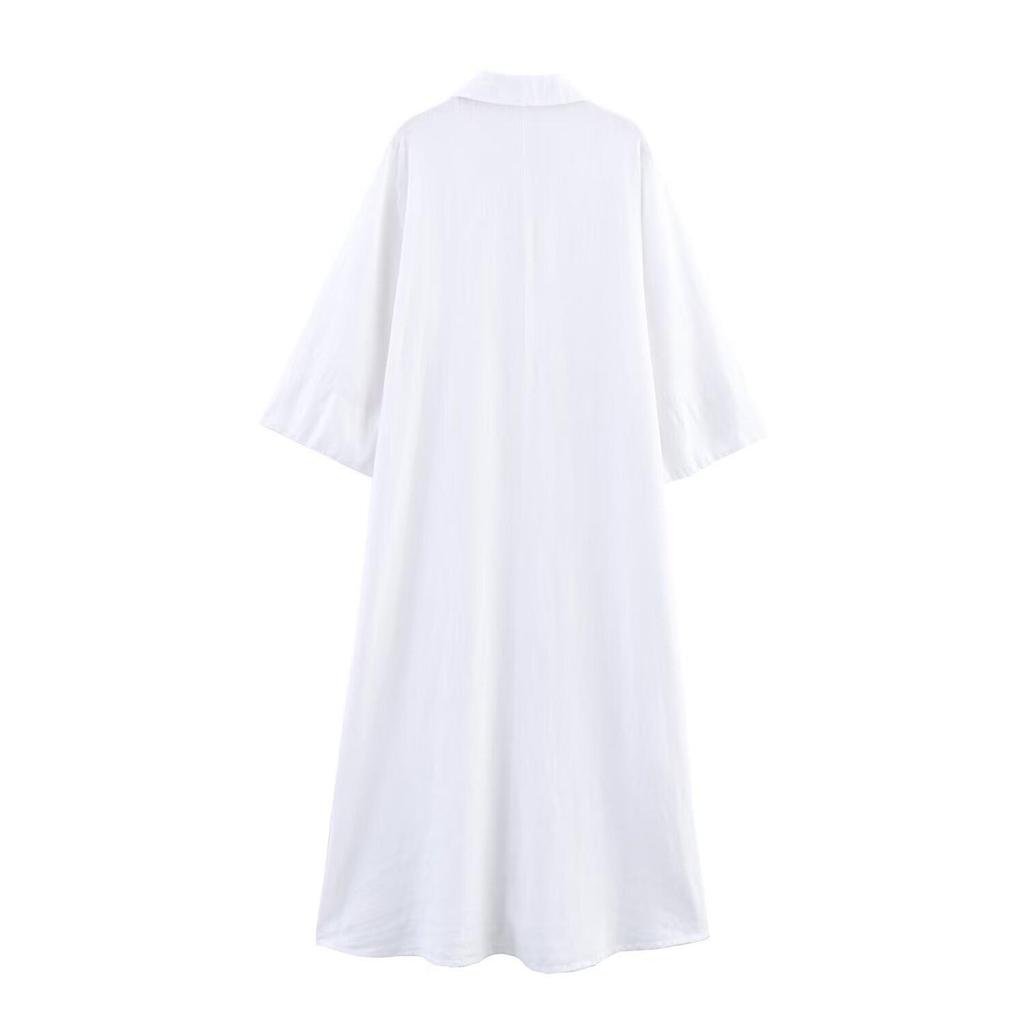 Summer 2025 Women's Fashion: European & American Style Linen Shirt Dress