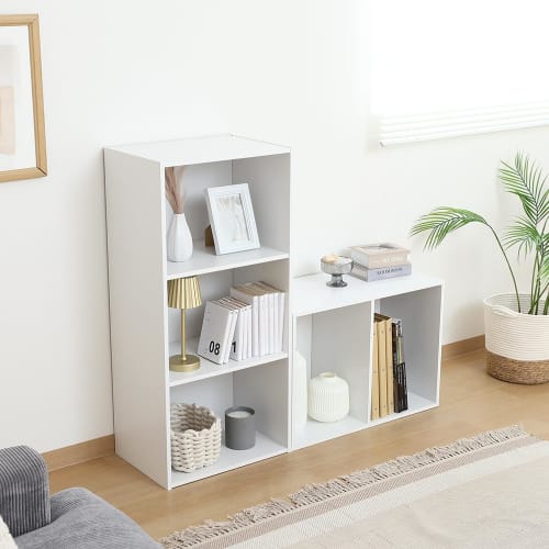 Fuji Boeki Color Box Bookshelf, 3 Tiers, 41.8cm Wide x 29cm Deep x 89cm High, White, Shelf, Storage Box, Assembly Required, 93501 43856