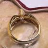 Used [Special Item] Vintage Marquise Cut CZ Ring Silver 925 Gold Color Gorgeous