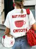 But First Cafecito Coffee Graphic Tshirt Women Summer Harajuku Kawaii Heart Cup Print Crew Neck Short Daily Basic Fashion Top