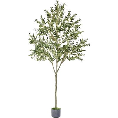 Künstlicher Olivenbaum, 1,80 m hoher künstlicher Olivenbaum für den Innenbereich mit realistischen Olivenbaumzweigen und lebensechten Früchten