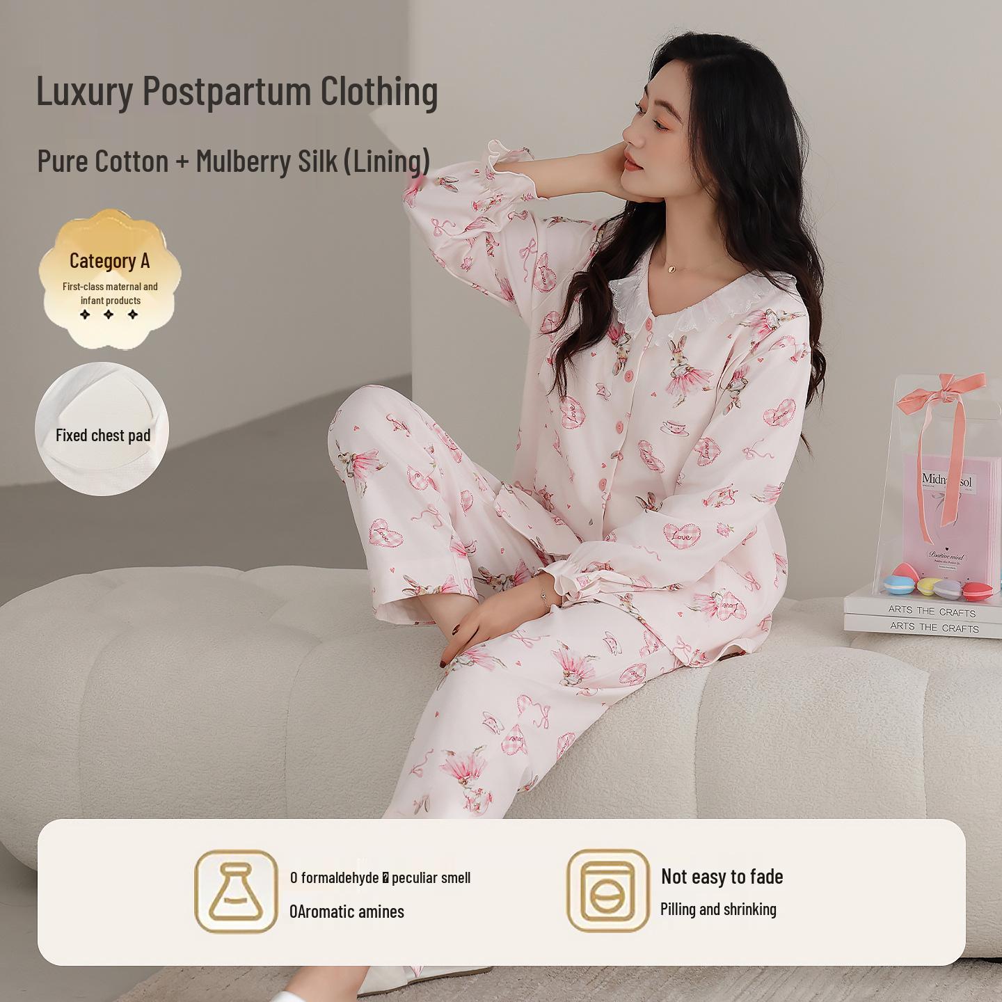 

Antibacterial Mulberry Silk Nursing Top with Chest Pads, Cooling Cotton, Summer Thin Style, A-Class Pure Cotton, Maternity Wear for Spring/Autumn. L (Pre-Pregnancy 100-120 lbs)