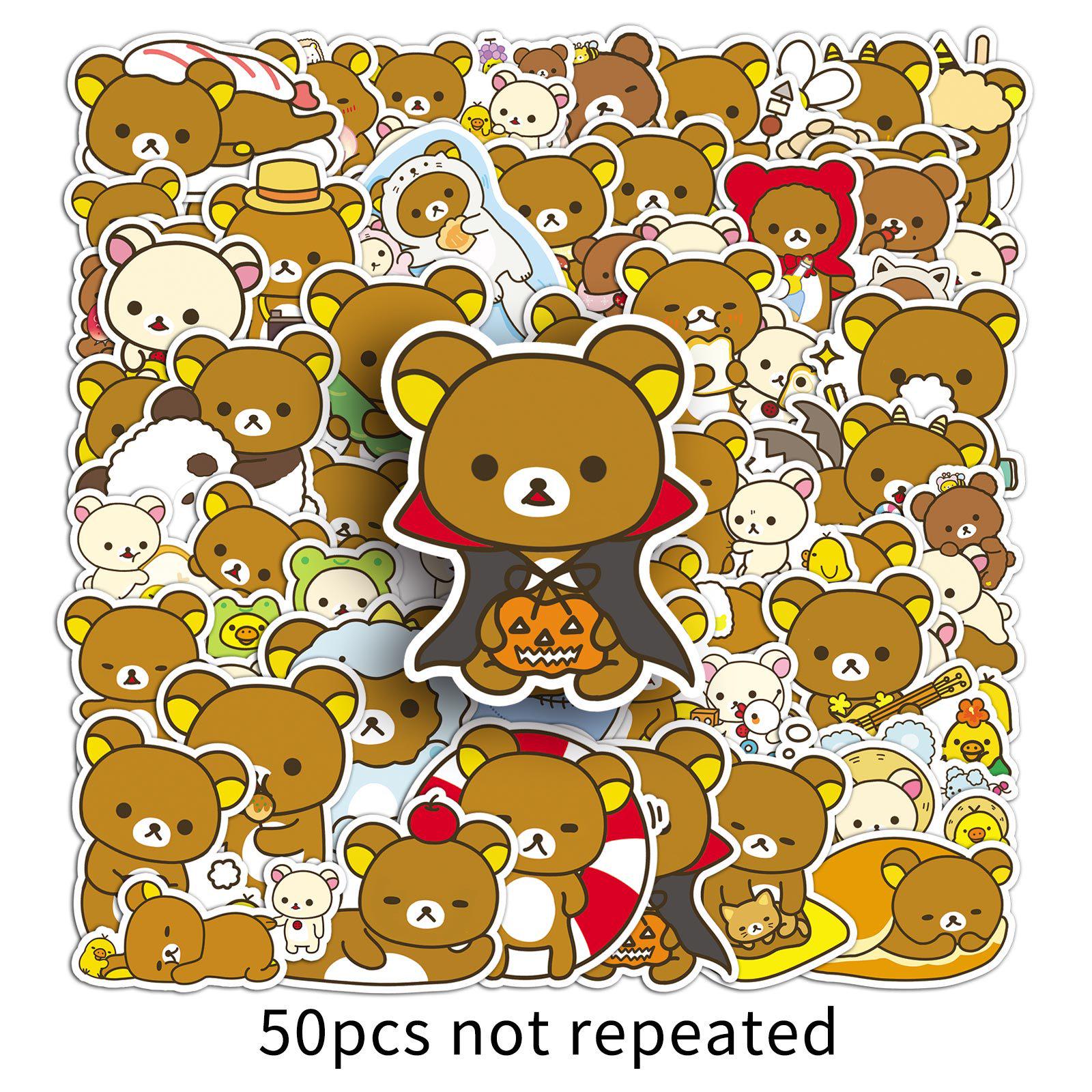 50 Rilakkuma Waterproof Cute Bear Stickers for Journals & Decoration