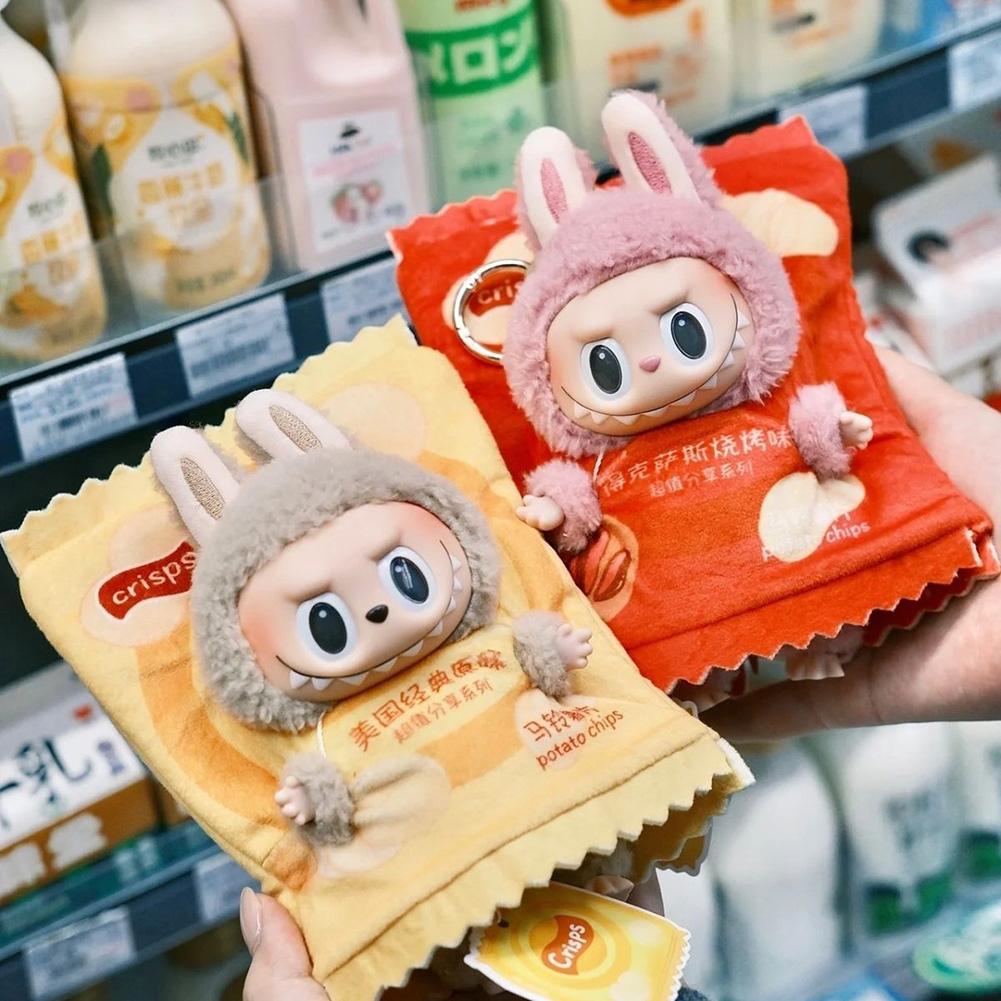For 15cm Labubu The Monsters Figure Doll Potato Chip Packaging Clothes Cartoon Heartbeat Macaron Clothes