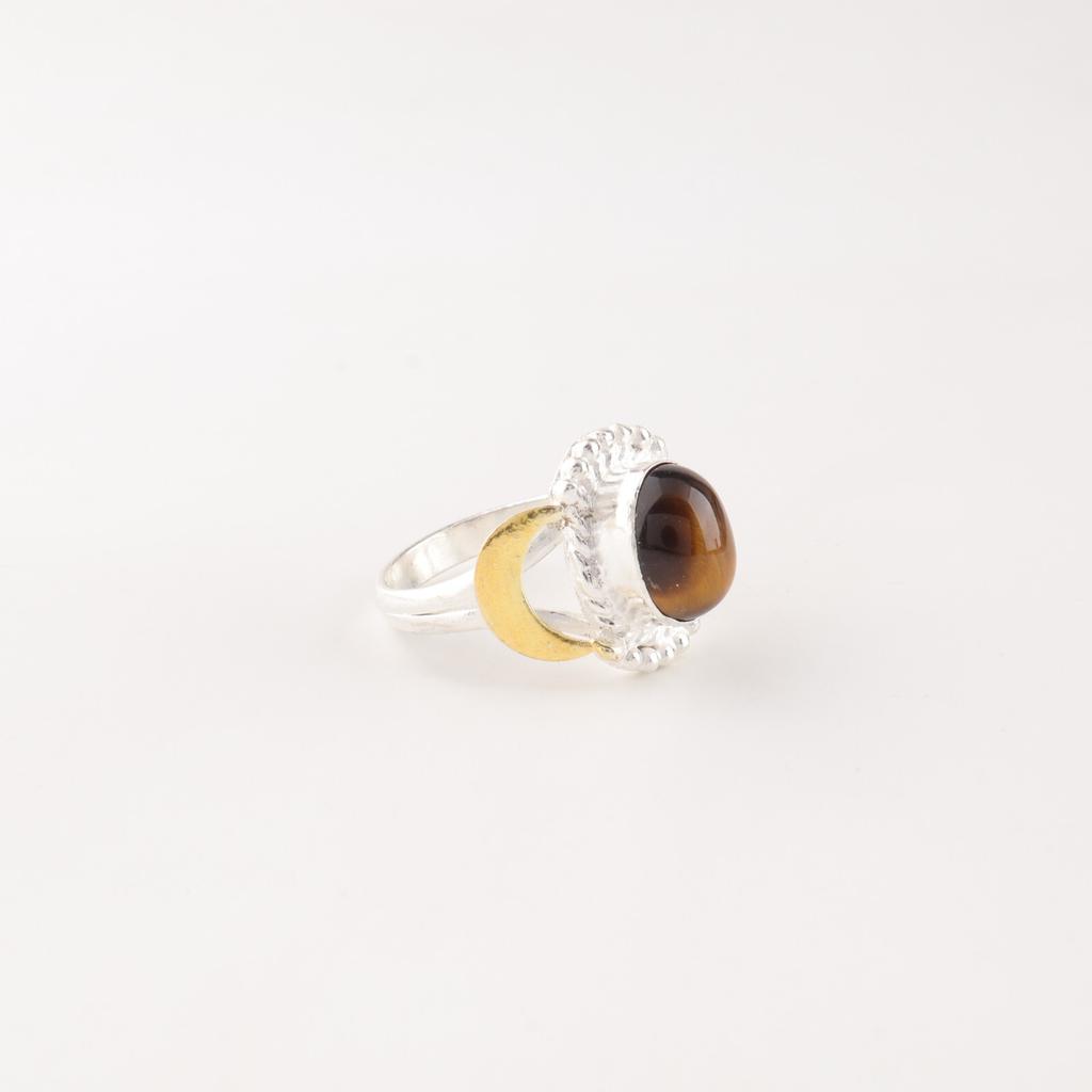 Natural Yellow Tiger Eye Gemstone 925 Solid Silver Jewelry Handmade Women Ring RR-61-29