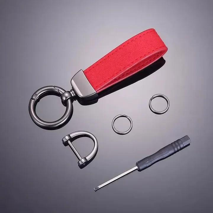 Personalize Name Number Suede Leather Car Keychain Business Gift Laser Custom Logo Leather Bag Keyring Men Women Key Chain Ring