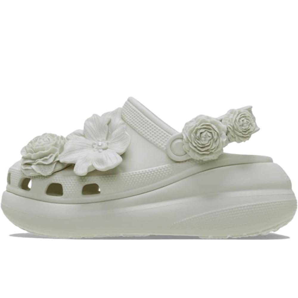 Crocs Comfortable and Versatile Classic Puff Bouquet Hole Shoes Women's Garden Rose - Purple and White