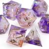 7 Pcs Purple White Resin Golden Number Sharp Edge Dice Polyhedral Dice Suitable for Role-Playing RPG  Board Game