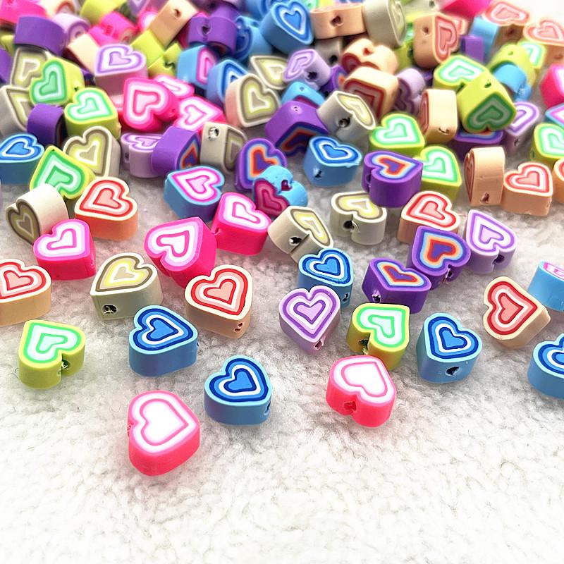 30pcs 10mm Heart Shape Fruit Beads Polymer Clay Beads Spacer Loose Beads for Jewelry Making DIY Bracelet Earring