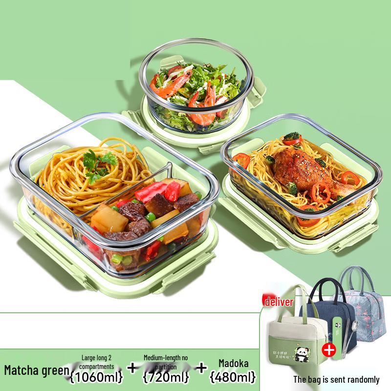 Ru Han 2-Layer Microwave-Safe Glass Lunch Box Set