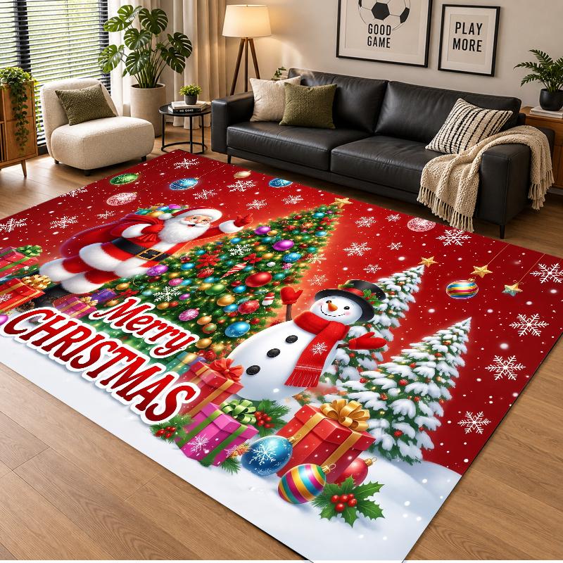 Christmas Theme Floor Carpet, Soft Area Rug, Xmas Indoor Home Holiday Decoration