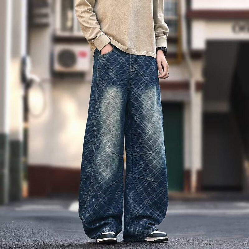 JYL Mens Jeans Autumn Winter New Straight Washed Vintage Clay Color Slim Denim Pants