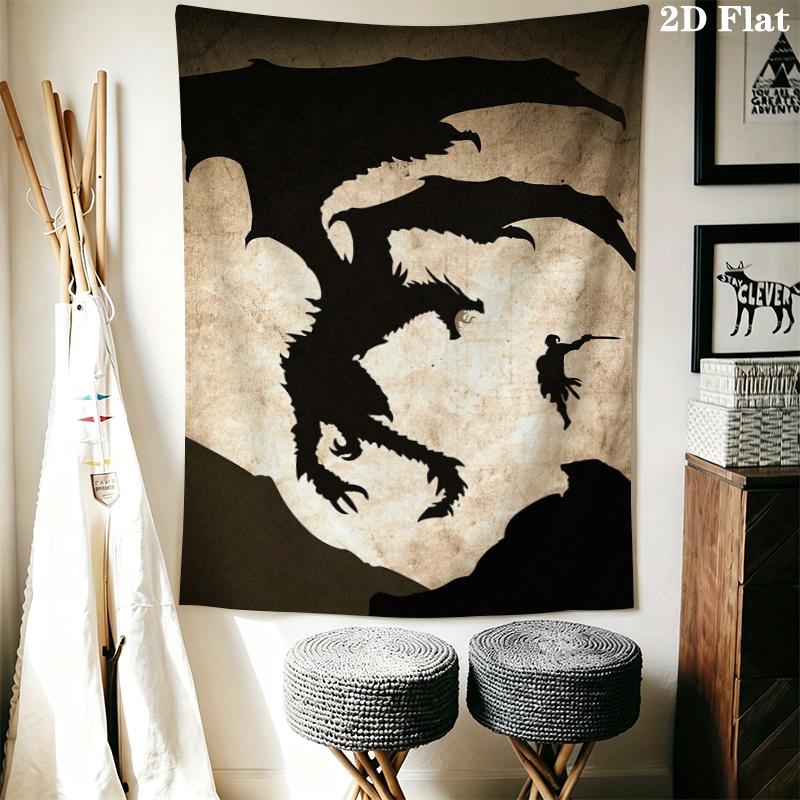 Skyrim Wall Tapestry Aesthetic Wall Hanging Printed Fabric Blanket Decorative Tapestries for Bedroom Living Room Home Decor