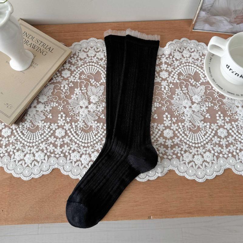 

Summer Lightweight Ankle Socks Made of Children s Mulberry Silk, with A Pile Design, Featuring A Simple Style and Long Length. 1 pair чорний