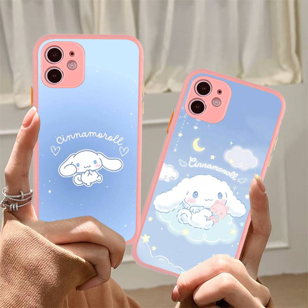 Caroon Cute C-Cinnamorolls Matte Transparent Phone Cover For iPhone Case 16 15 14 13 12 11 Pro Max X XS Max Plus