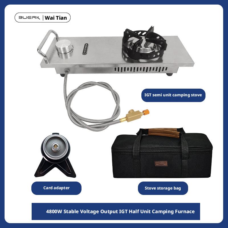 Half-Unit IGT Lightweight Gas Stove Outdoor Camping Portable High-Power Split Structure Windproof Stable Pressure Cassette Stove