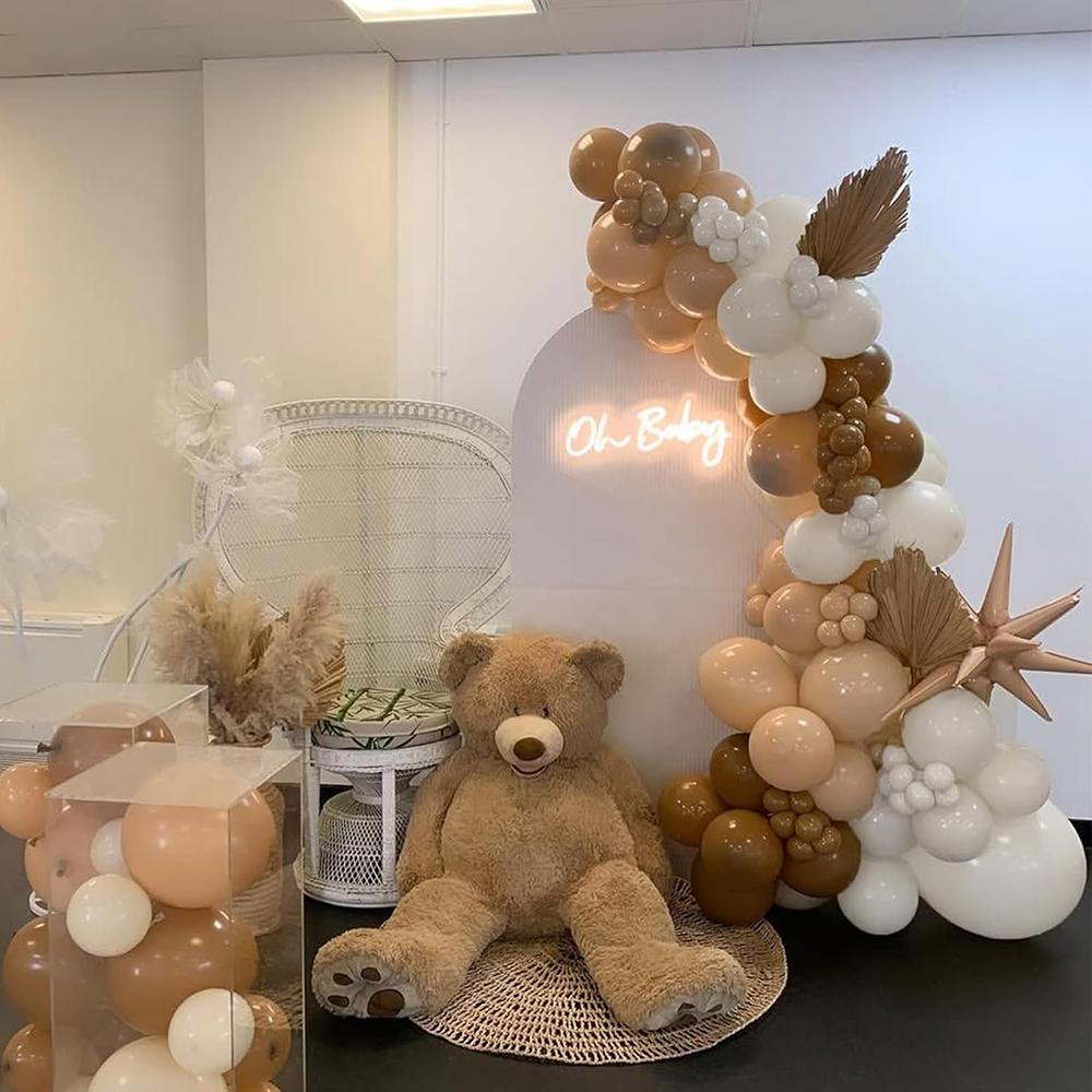 Khaki Balloons Arch Nude White Ballon Garland Kit Brown Theme Birthday Party Baby Shower Gender Reveal Wedding Decoration Globos