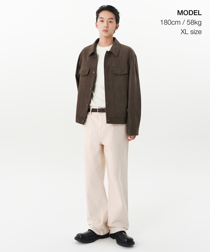 Musinsa Standard Synthetic Suede Minimal Trucker Jacket [Brown]