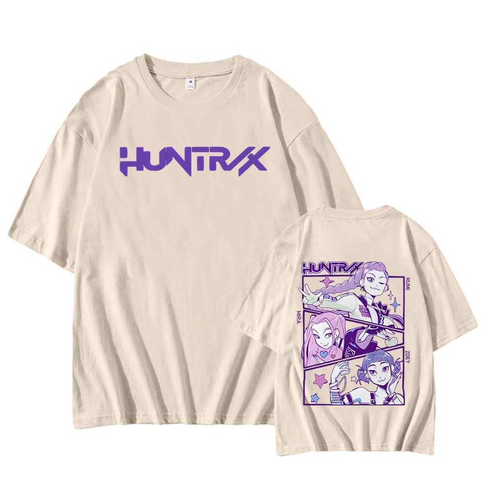 Summer New KPop Demon Hunters Huntrix Graphic Print T-shirt For Men Short Sleeve Tees Casual Streetwear Oversized Unisex Tops