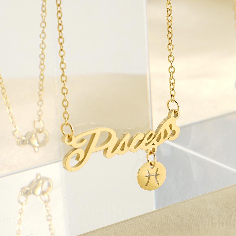 18k Stainless Steel Zodiac Constellation Necklace - European & American Style