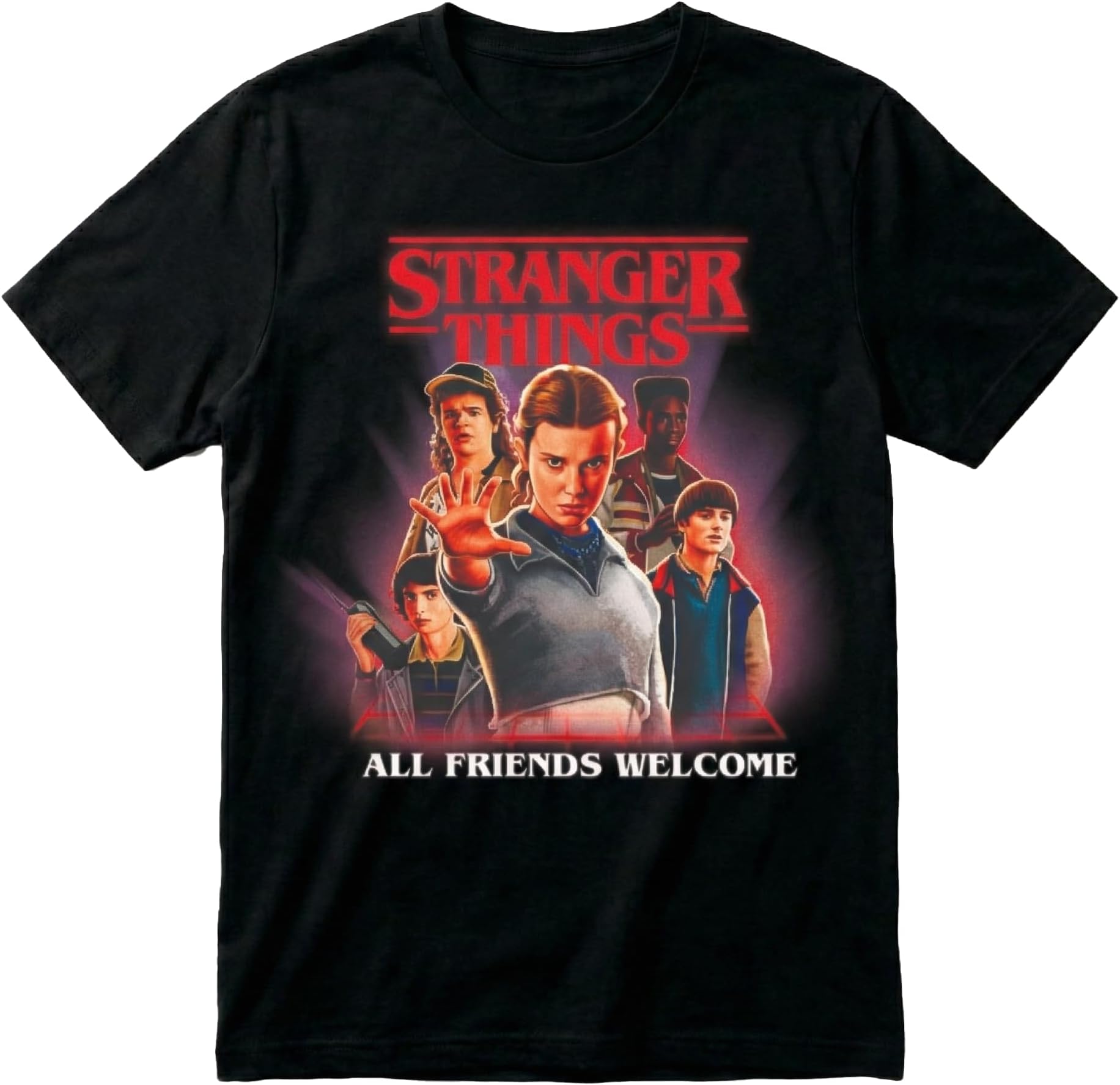 Stranger Things Group Cast Eleven Logo All Friends Adult T-Shirt S