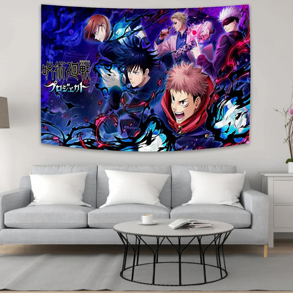 Anime Action Heroes Tapestry Dynamic Battle Scene Design Perfect for Fan Room Decor Large Wall Hanging Artwork