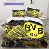 Borussia Dortmund Team Logo Muster Bettwäsche Heimdekoration Geburtstagsgeschenk (1 Bettbezug + 2 Kissenbezüge, ohne Füllung)