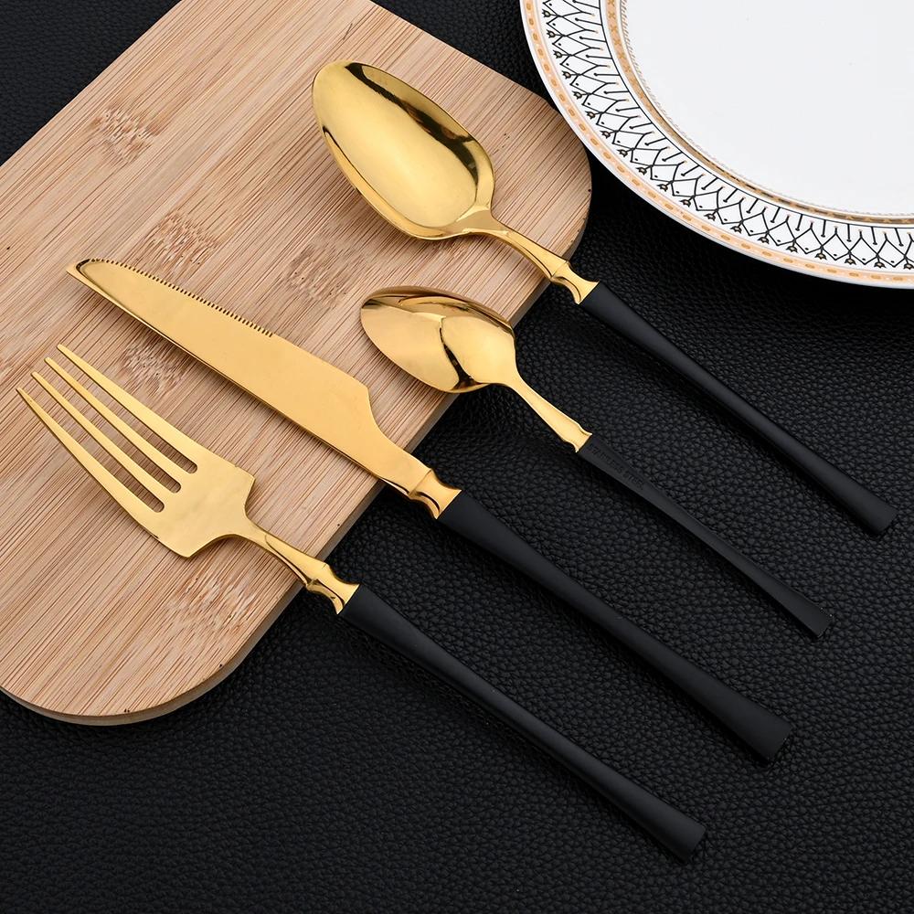 16pcs Dinnerware Set Stainless Steel Tableware Set Knife Fork Spoon Flatware Set Cutlery Set Knife Fork Spoon Tea Spoon