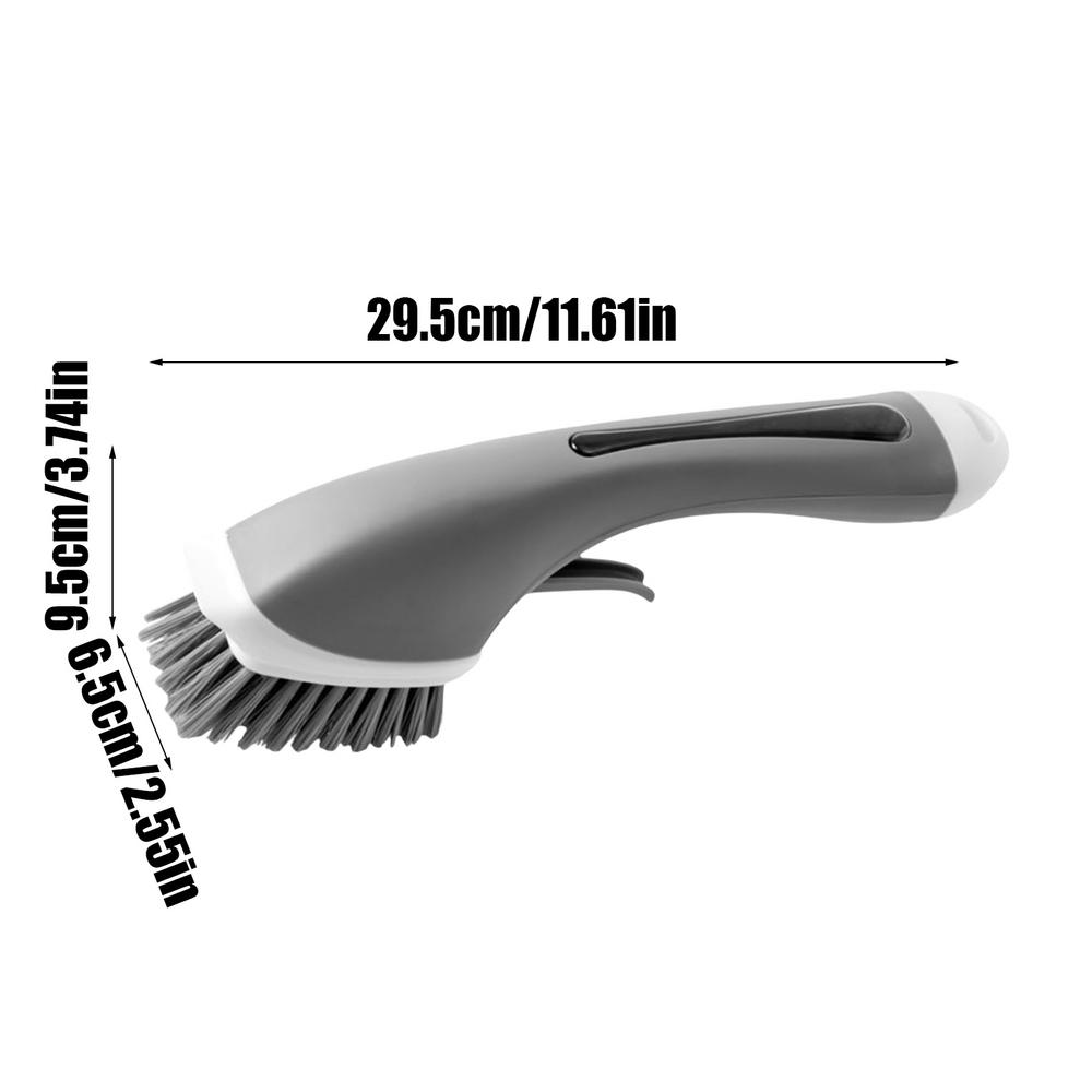 Kitchen Scrub Brush Dish Brush With Long Handle Automatic Soap Dispensing Cleaning Scrubber Reused Dish Scrubber Kitchen M светло-серый