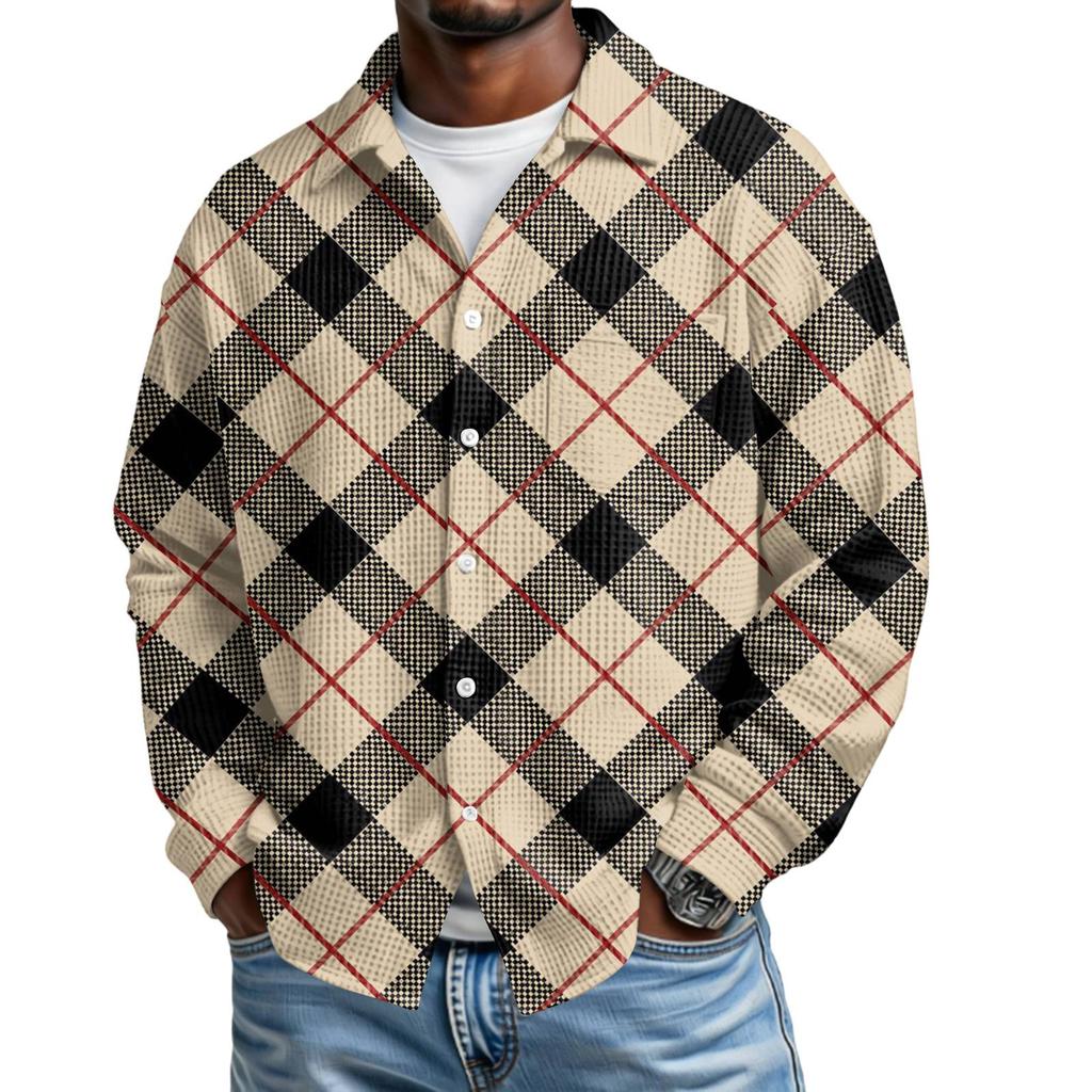 Chemise Décontractée à Boutons et Manches Longues pour Homme avec Poche