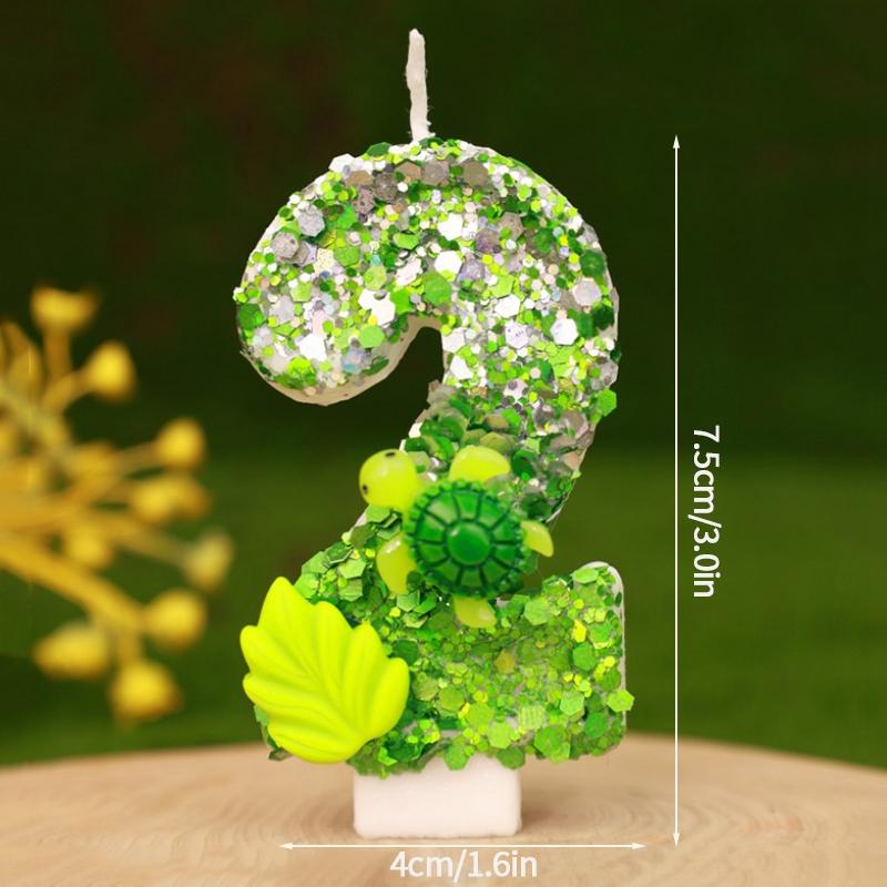 Tortoise 0-9 Number Candles Birthday Digital Candles Turtle Cake Topper Decorations for Girls Boys Animal Jungle Party Supplies