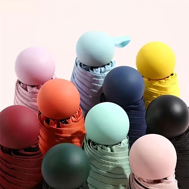 Mini guarda-chuva dobrável de cor sólida, 6 nervuras, casual, leve, durável, portátil, para homens e mulheres