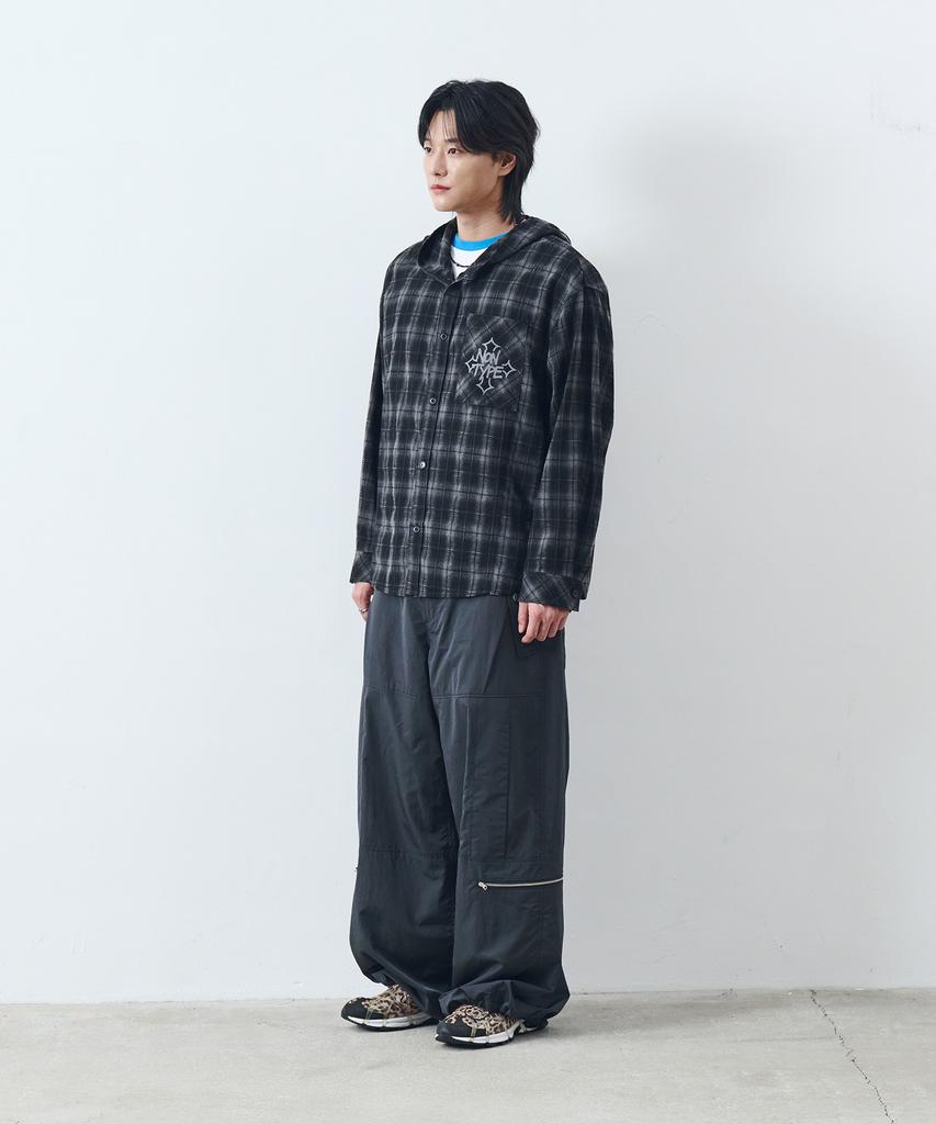 Nontai Check Hoody Shirts (Black)