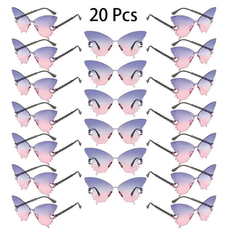 20 Pcs Rimless Butterfly Shaped Sunglasses Women  New In Fashion Multicolor Decor Sun Glasses Trendy Stylish Lady Shades