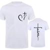 Heart Cross Print T-shirt for Men Clothes Faith Male T-shirts Summer Plus Size Tee Shirt Oversized T Shirt Jesus Tops
