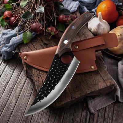 Curved Multipurpose Knife with Leather Case - Ergonomic Grip & Precision Cutting