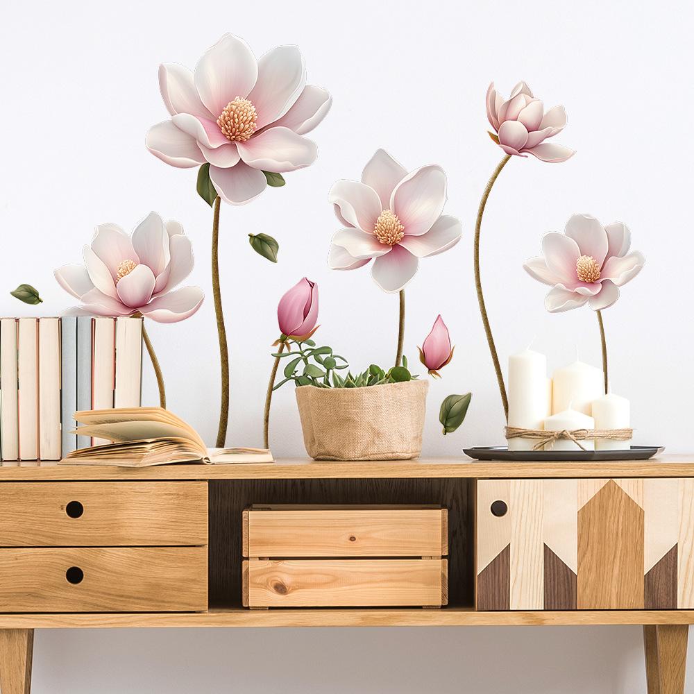 Kinesisk stil Relieffblomma Dekorativa Väggklistermärken för Sovrum Vardagsrum Entréhall Hem Bakgrund