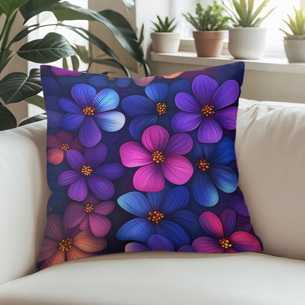 Vivid Floral Square Jacquard Pillow Cover for Sofa Office Waist Cushion Cover Home Decorative Pillowcase
