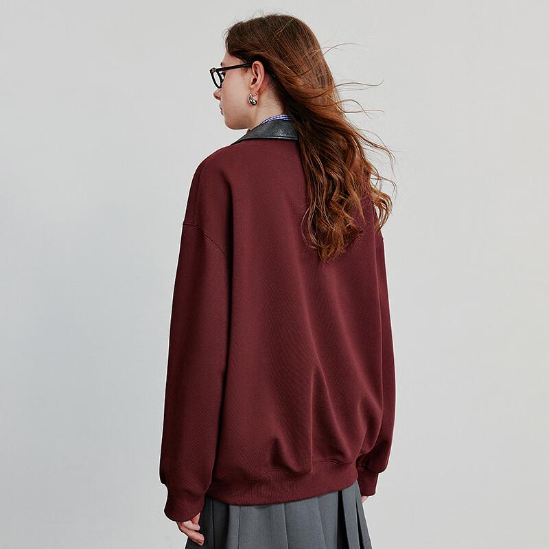 Chuyu Women's Spliced Lapel Deep V-Neck Sweatshirt