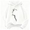 Warm Children Hooded Pullover, Minimalist Hand Drawn Cat Profile Graphic Sweatshirt, Autumn Winter Long Sleeve Top For Kids Daily Casual Outfit